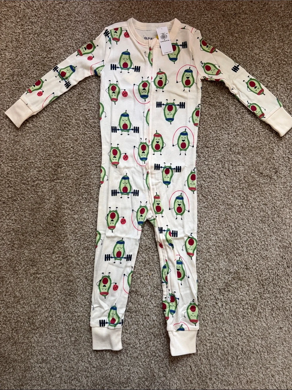 Old Navy Cream One-Piece Pajamas with Green Avocado Print